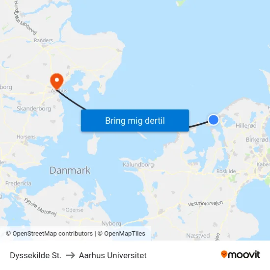 Dyssekilde St. to Aarhus Universitet map