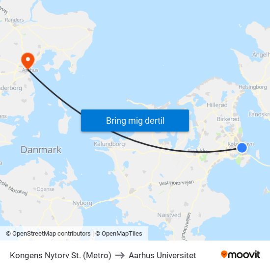 Kongens Nytorv St. (Metro) to Aarhus Universitet map