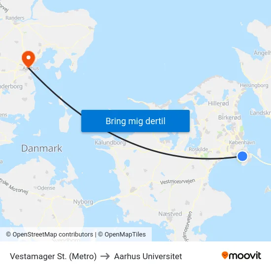 Vestamager St. (Metro) to Aarhus Universitet map