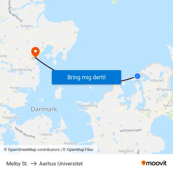 Melby St. to Aarhus Universitet map