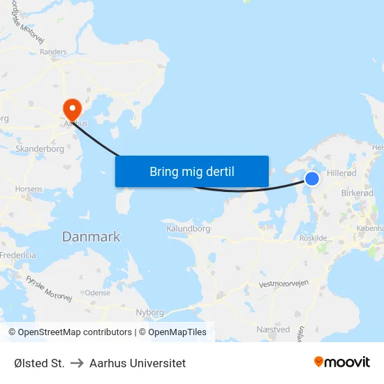 Ølsted St. to Aarhus Universitet map