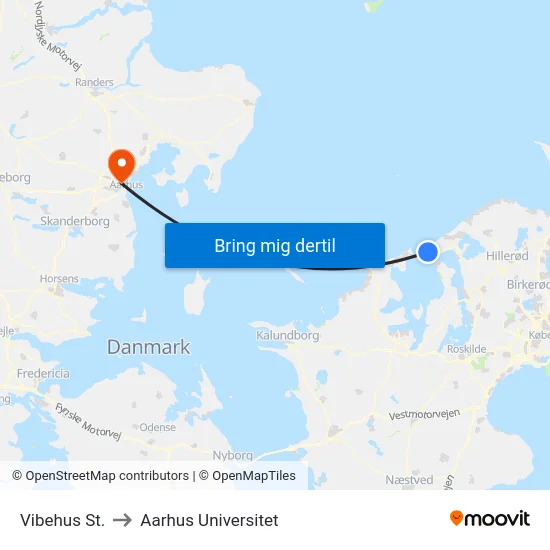Vibehus St. to Aarhus Universitet map