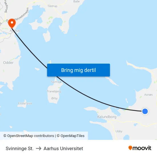 Svinninge St. to Aarhus Universitet map
