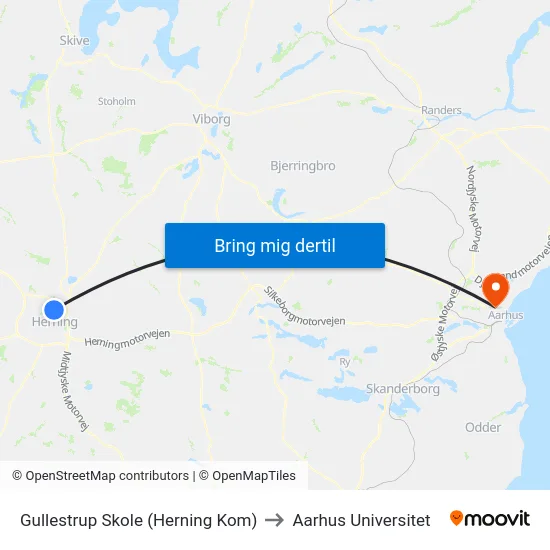 Gullestrup Skole (Herning Kom) to Aarhus Universitet map