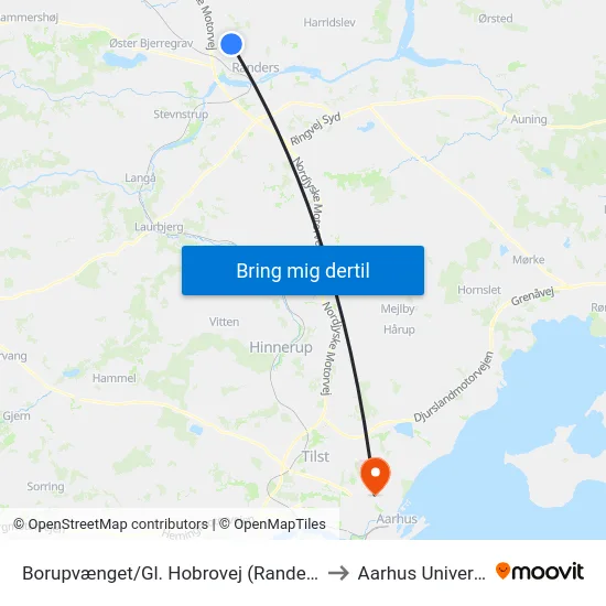 Borupvænget/Gl. Hobrovej (Randers Kom) to Aarhus Universitet map