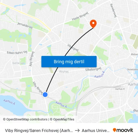 Viby Ringvej/Søren Frichsvej (Aarhus Kom) to Aarhus Universitet map