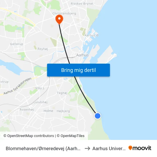 Blommehaven/Ørneredevej (Aarhus Kom) to Aarhus Universitet map