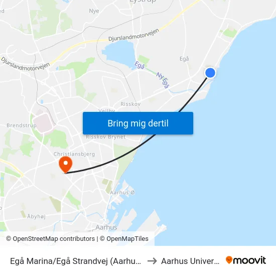 Egå Marina/Egå Strandvej (Aarhus Kom) to Aarhus Universitet map