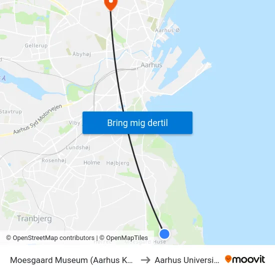 Moesgaard Museum (Aarhus Kom) to Aarhus Universitet map