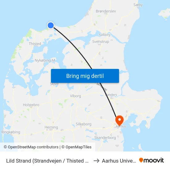 Lild Strand (Strandvejen / Thisted Kommune) to Aarhus Universitet map