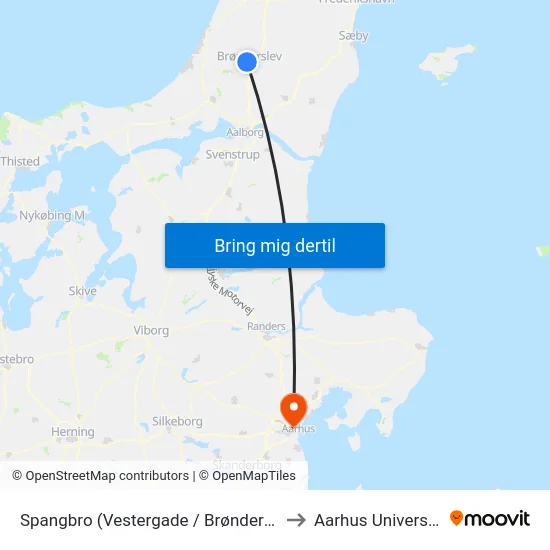 Spangbro (Vestergade / Brønderslev) to Aarhus Universitet map