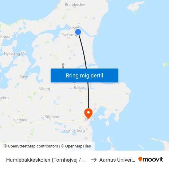 Humlebakkeskolen (Tornhøjvej / Aalborg) to Aarhus Universitet map
