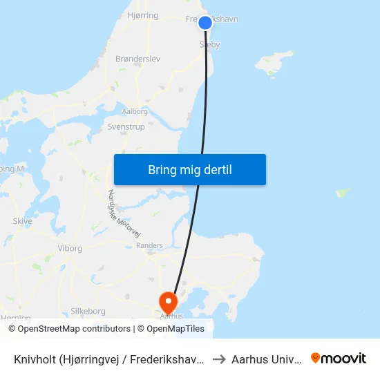 Knivholt (Hjørringvej / Frederikshavn Kommune) to Aarhus Universitet map