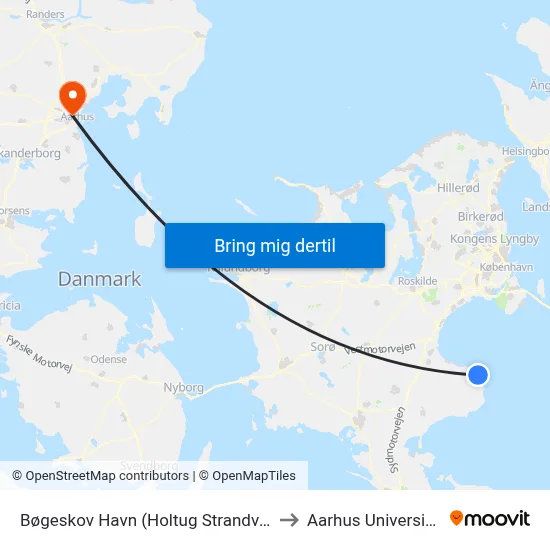 Bøgeskov Havn (Holtug Strandvej) to Aarhus Universitet map