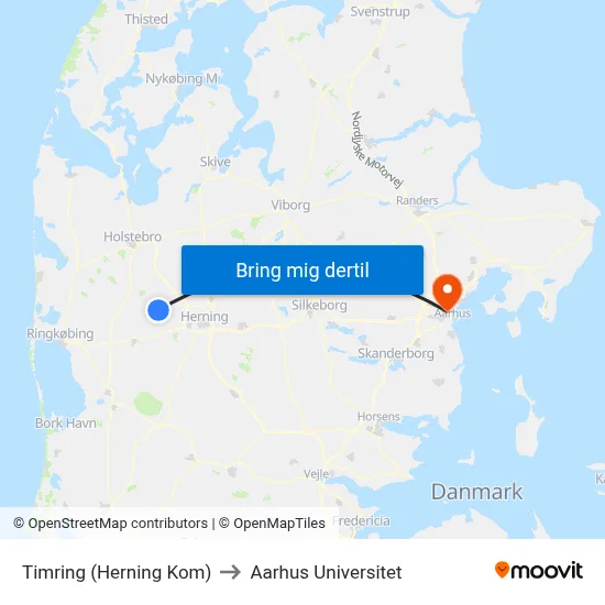 Timring (Herning Kom) to Aarhus Universitet map