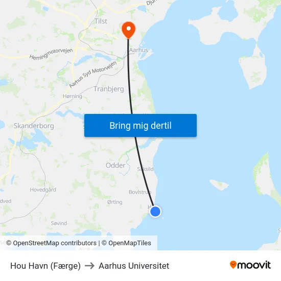 Hou Havn (Færge) to Aarhus Universitet map