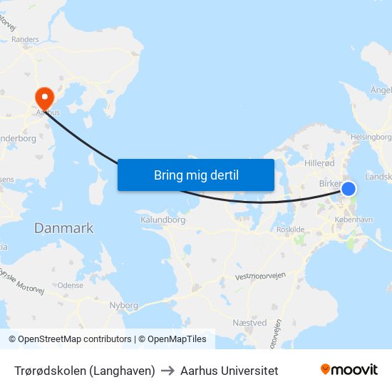 Trørødskolen (Langhaven) to Aarhus Universitet map