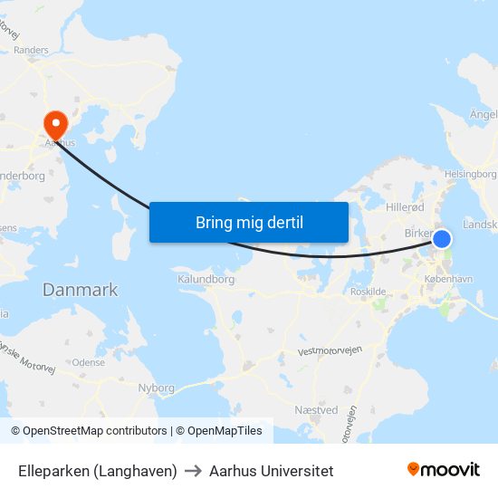 Elleparken (Langhaven) to Aarhus Universitet map