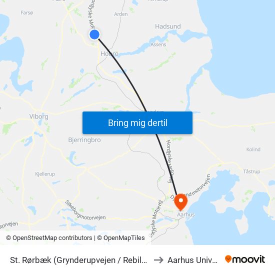 St. Rørbæk (Grynderupvejen / Rebild Kommune) to Aarhus Universitet map