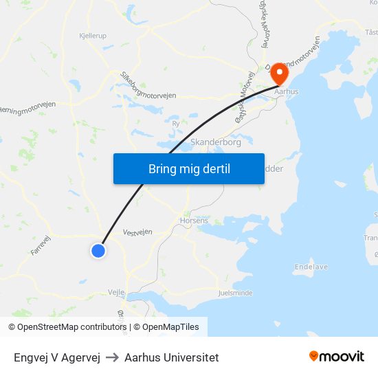 Engvej V Agervej to Aarhus Universitet map