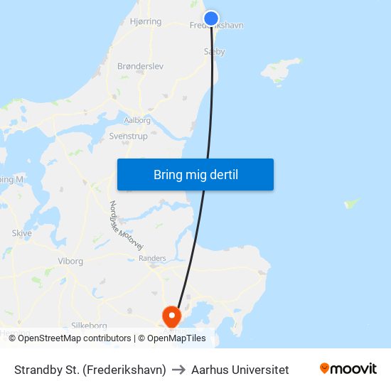 Strandby St. (Frederikshavn) to Aarhus Universitet map