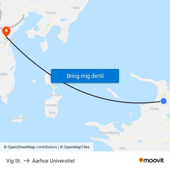 Vig St. to Aarhus Universitet map
