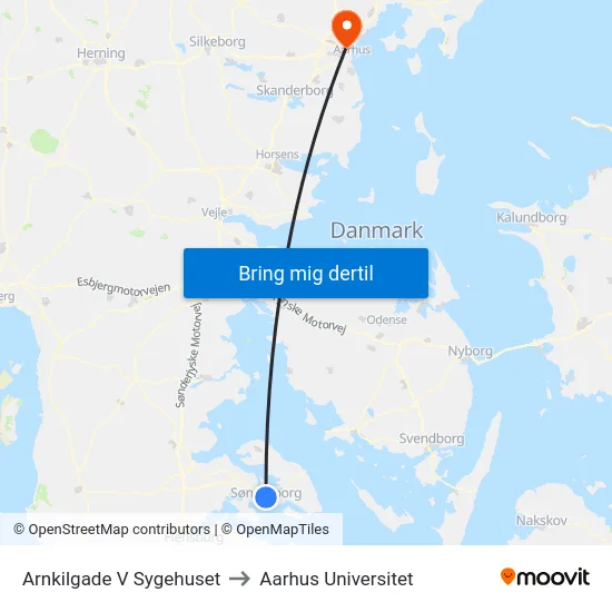 Arnkilgade V Sygehuset to Aarhus Universitet map