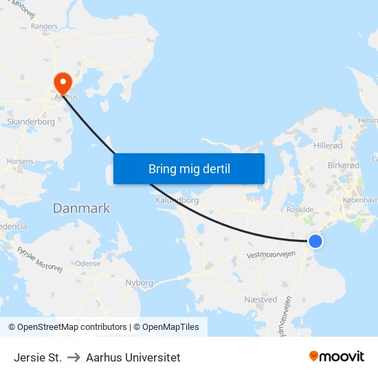 Jersie St. to Aarhus Universitet map
