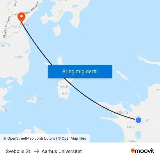 Svebølle St. to Aarhus Universitet map