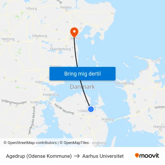 Agedrup (Odense Kommune) to Aarhus Universitet map