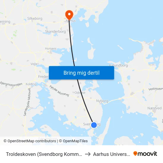 Troldeskoven (Svendborg Kommune) to Aarhus Universitet map