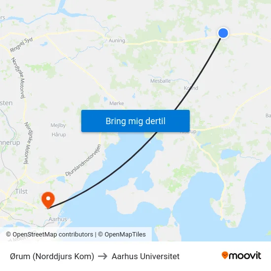 Ørum (Norddjurs Kom) to Aarhus Universitet map