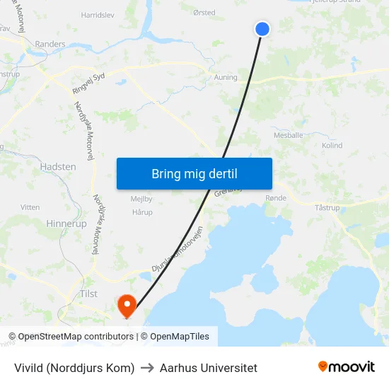 Vivild (Norddjurs Kom) to Aarhus Universitet map