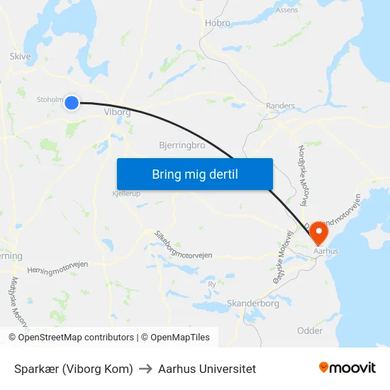 Sparkær (Viborg Kom) to Aarhus Universitet map