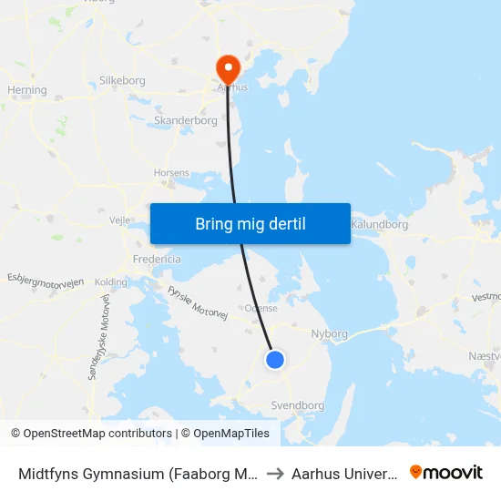 Midtfyns Gymnasium (Faaborg Midtfyn) to Aarhus Universitet map