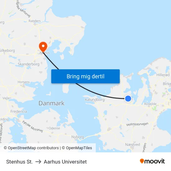 Stenhus St. to Aarhus Universitet map