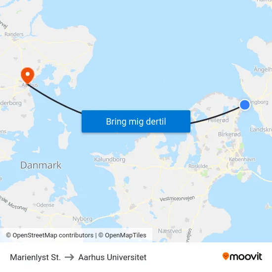 Marienlyst St. to Aarhus Universitet map