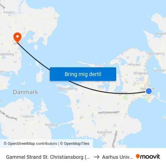 Gammel Strand St. Christiansborg (Vindebrogade) to Aarhus Universitet map