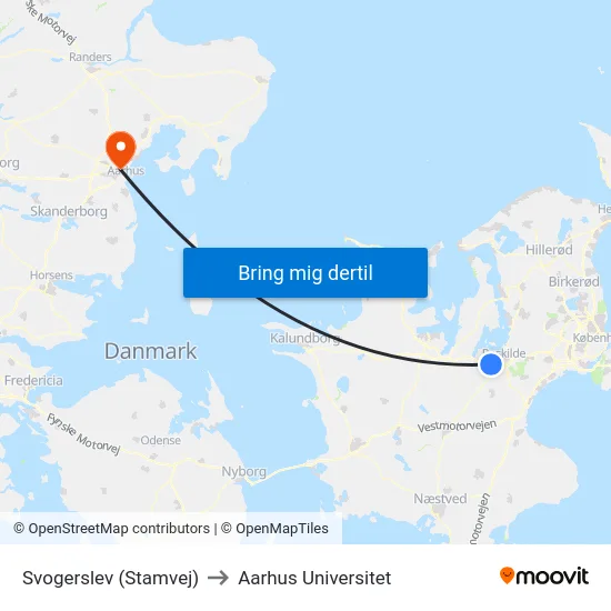Svogerslev (Stamvej) to Aarhus Universitet map