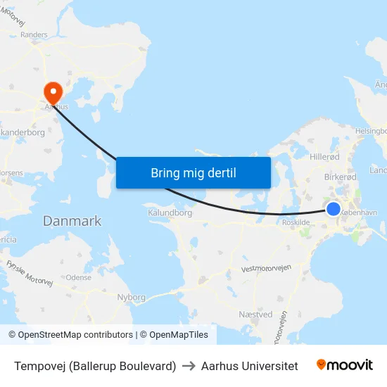 Tempovej (Ballerup Boulevard) to Aarhus Universitet map