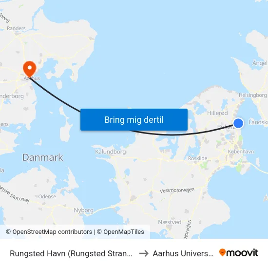 Rungsted Havn (Rungsted Strandvej) to Aarhus Universitet map