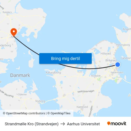 Strandmølle Kro (Strandvejen) to Aarhus Universitet map