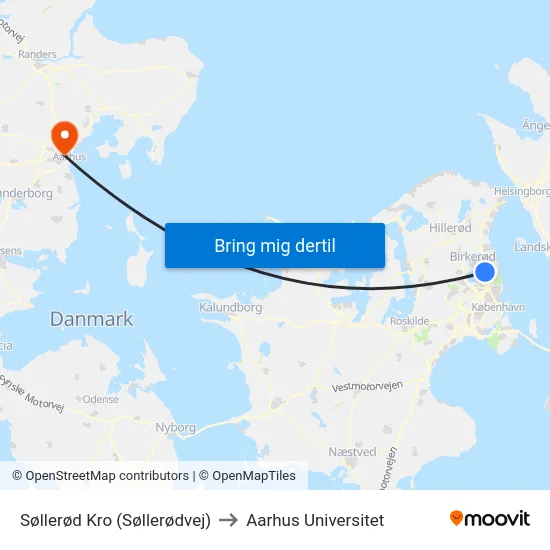 Søllerød Kro (Søllerødvej) to Aarhus Universitet map