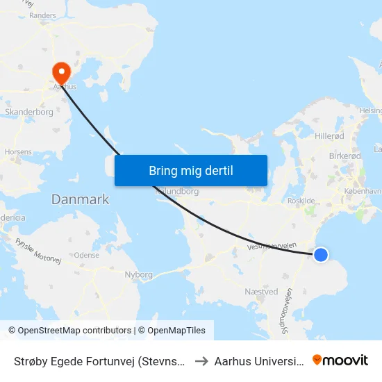 Strøby Egede Fortunvej (Stevnsvej) to Aarhus Universitet map
