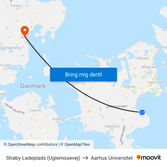 Strøby Ladeplads (Uglemosevej) to Aarhus Universitet map