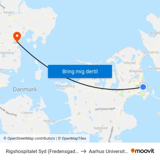 Rigshospitalet Syd (Fredensgade) to Aarhus Universitet map