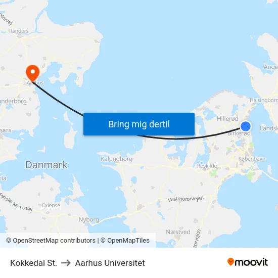 Kokkedal St. to Aarhus Universitet map