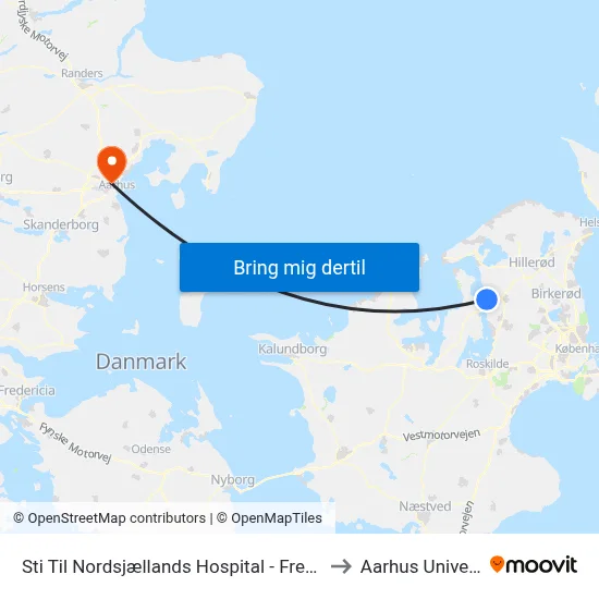 Sti Til Nordsjællands Hospital - Frederikssund to Aarhus Universitet map