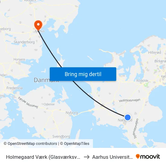 Holmegaard Værk (Glasværksvej) to Aarhus Universitet map