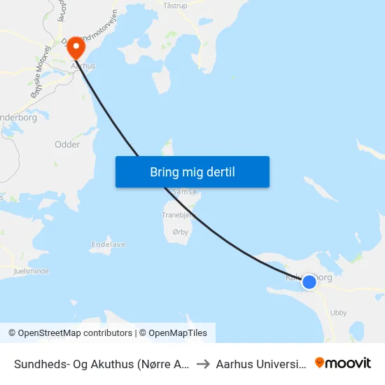 Sundheds- Og Akuthus (Nørre Allé) to Aarhus Universitet map